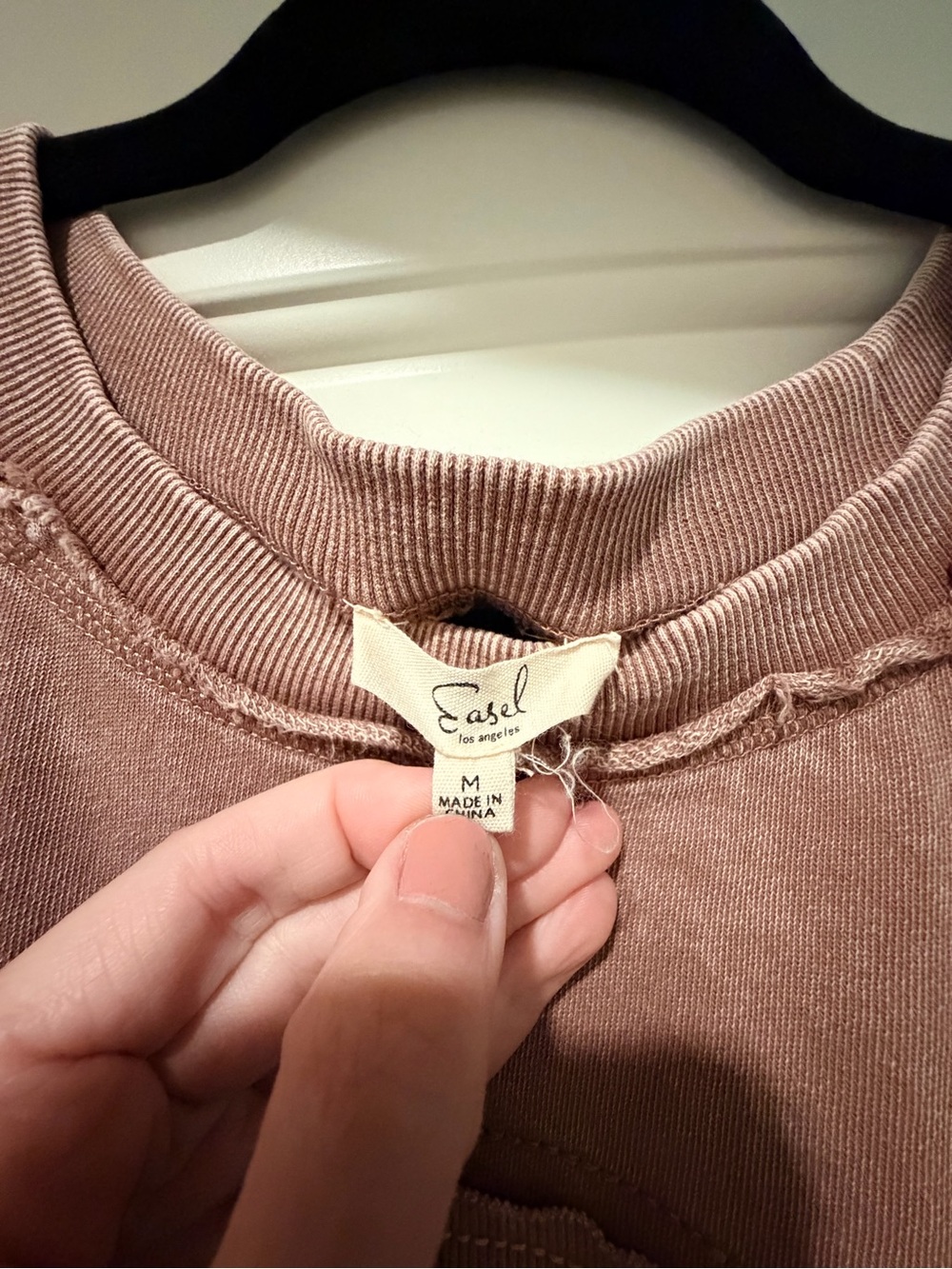 easel Washed Mauve Crewneck Sweater with Floral Peace Sign - Picture 5 of 6